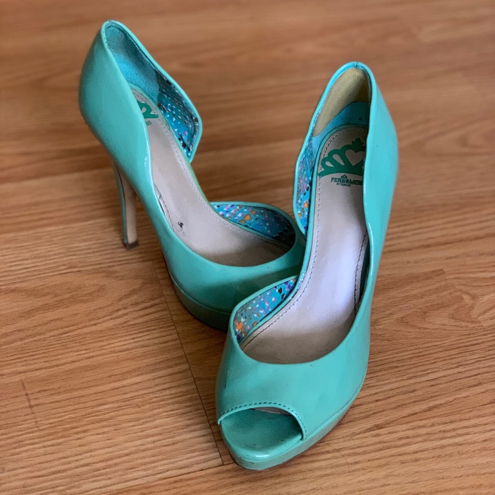 “Eileen” Mint Peep toe Heel